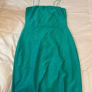 Elegant Teal Spaghetti Strap Dress